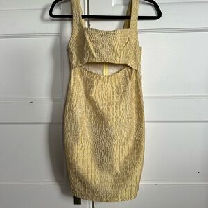 Opening Ceremony Gold, reptile-textured, mini dress, women’s size 2